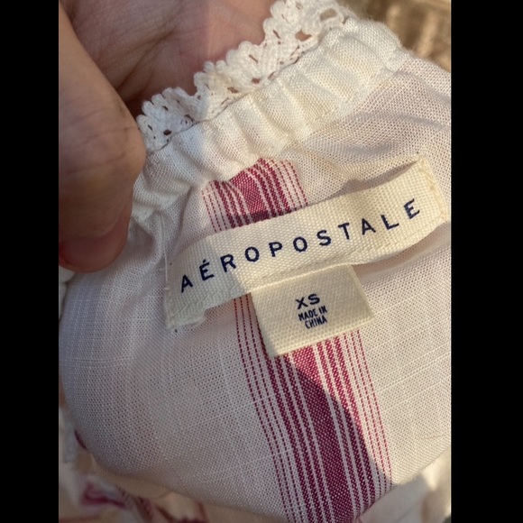Aeropostale Coquette White and Pink Stripe Cotton Lace Top - Picture 6 of 6